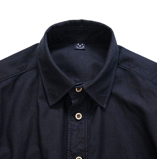 Indigo Supima Oxford 908 Loafer Shirt Detail