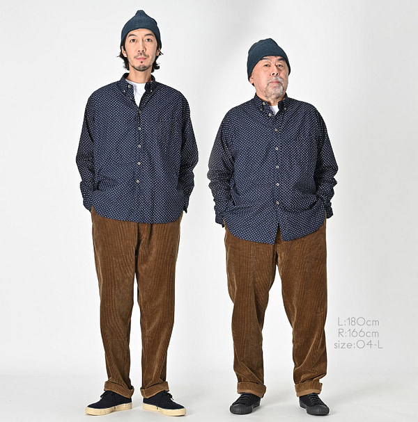 Indigo Tappet Dot Print 908 Ocean Shirt Male Models