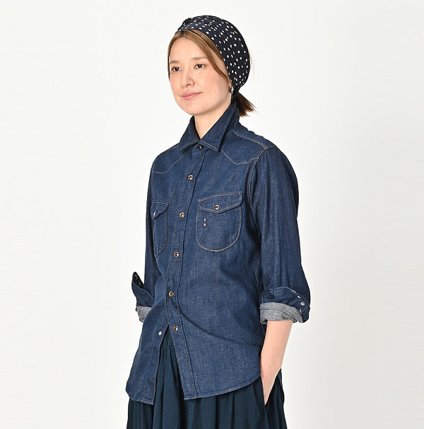 Shirt Denim 908 Eastern Shirt Female Model