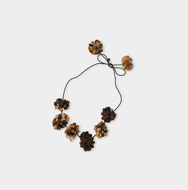 Indian Khadi Bouquet Flower Necklace Brown