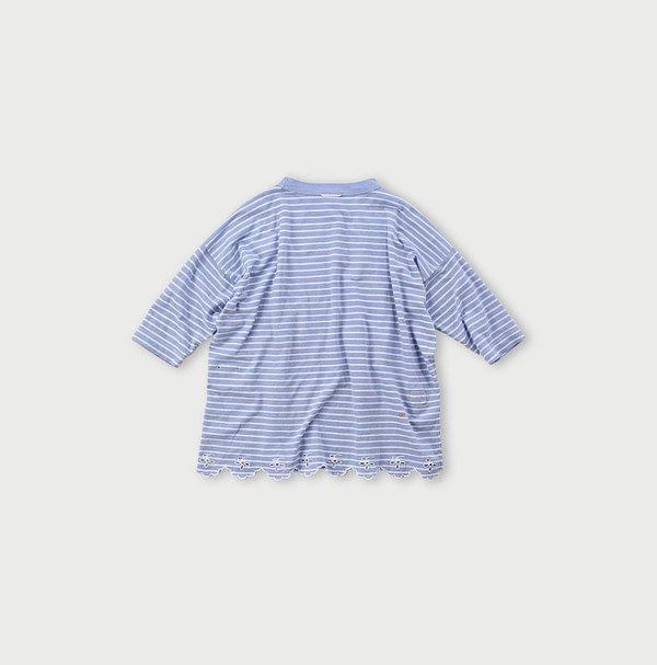 Oxford Kanoko Cotton Stripe Cutwork T-shirt Back