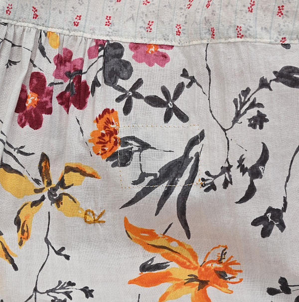 Indian Khadi Flower Mix Print Dress Detail