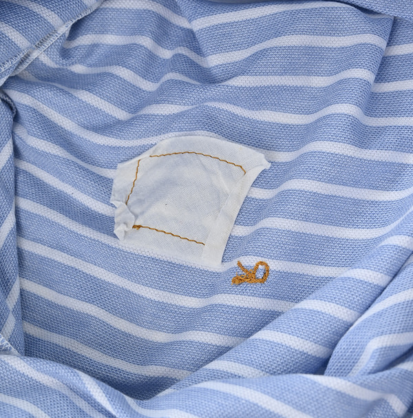 Oxford Kanoko Cotton Stripe Cutwork T-shirt Detail