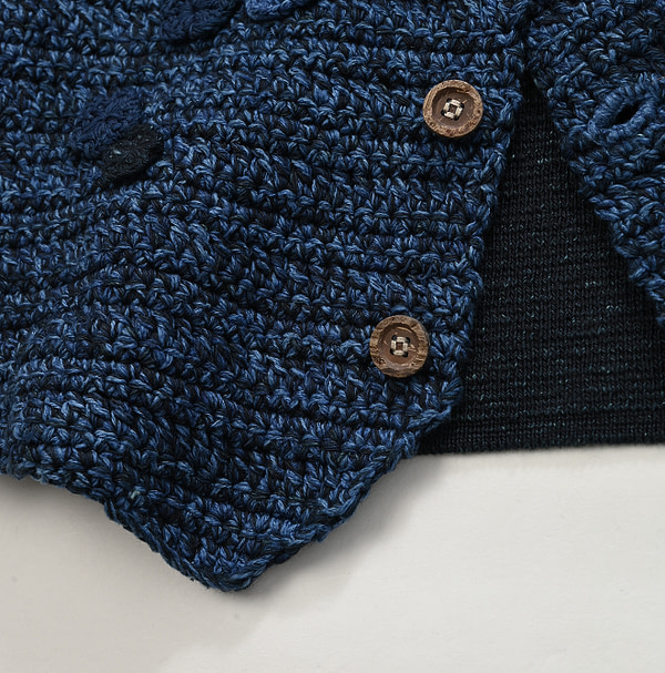 Indigo Cloche Flower Vest Detail