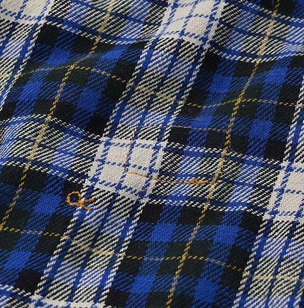 Indigo Zimba Flannel Check Frill Cache-Coeur Detail