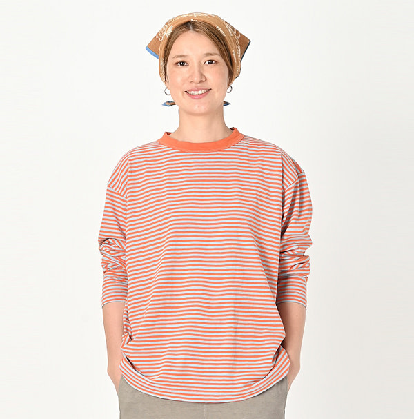 4545 Stripe 908 Ocean T-shirt Female Model