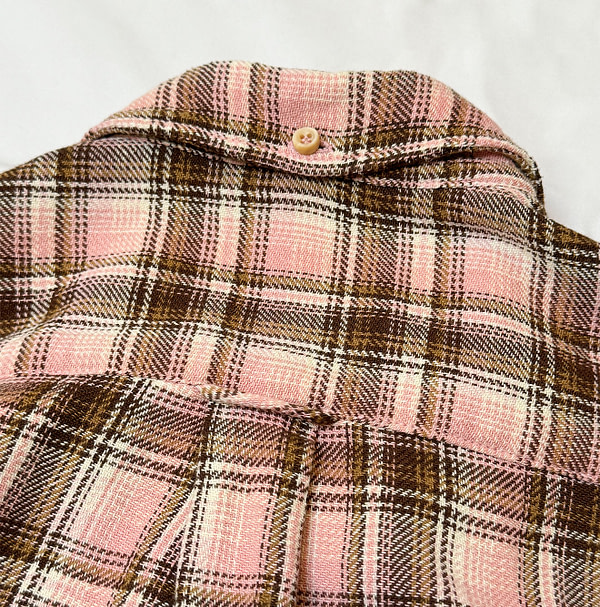 Green Check 908 Indian Flannel Ocean Shirt Detail