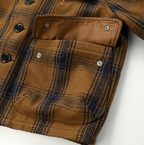 Teddy Check Melton Wool 908 Hunting Jacket Detail