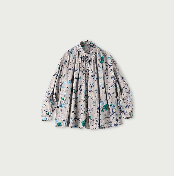 Winter Flower Print Kushukushu Blouse Blue