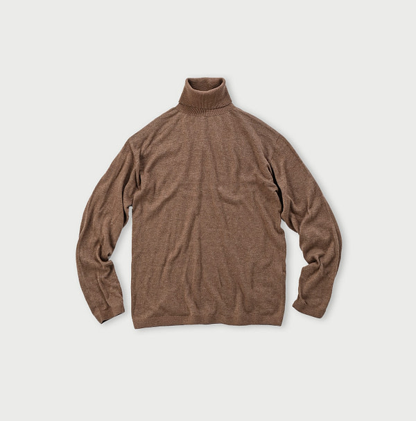 Whole Super Gauze Cotton 908 Turtle Neck T-shirt Mon Brown Top