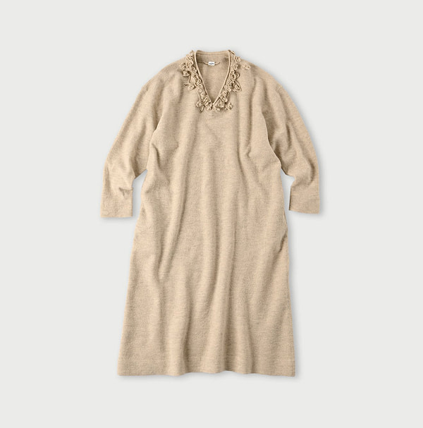 Float Boiled Wool Dress Beige Top