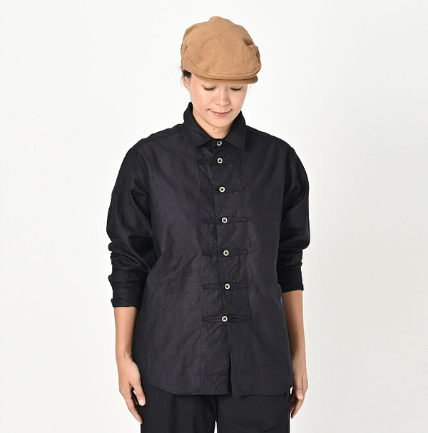 Indigo Supima Oxford 908 8 Knot Shirt Female Model