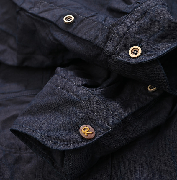 Indigo Supima OX 908 Ocean Sail Shirt Detail