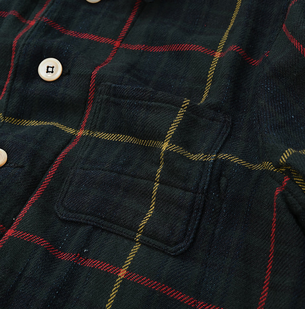 Indigo Zimba Flannel 908 4-pocket Shirt Detail