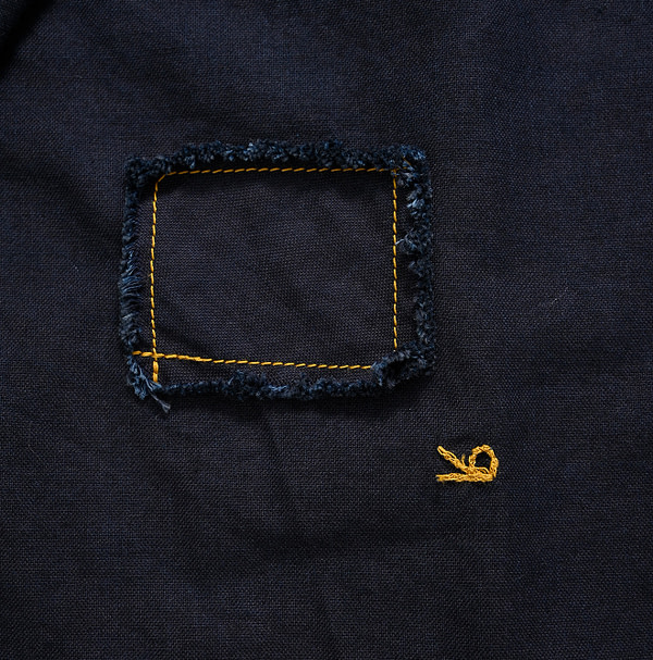 Indigo Supima Oxford 908 Loafer Shirt Detail