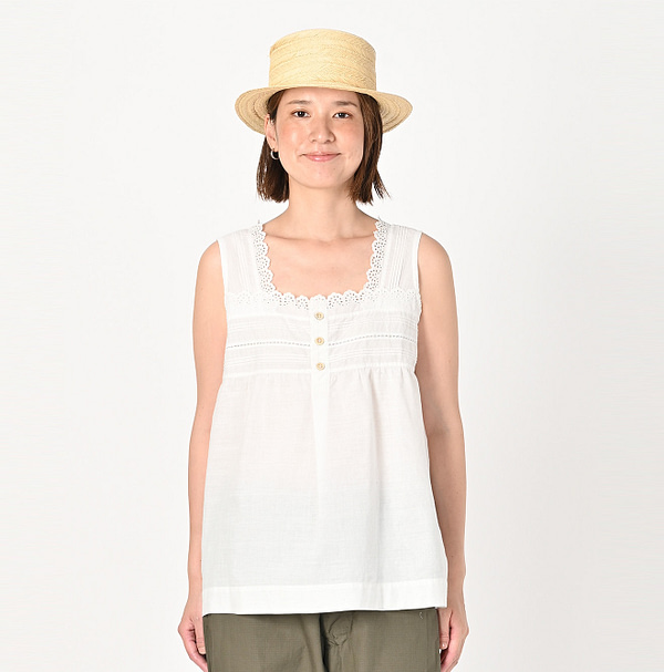 Khadi Lace de No Sleeve T-shirt Female Model