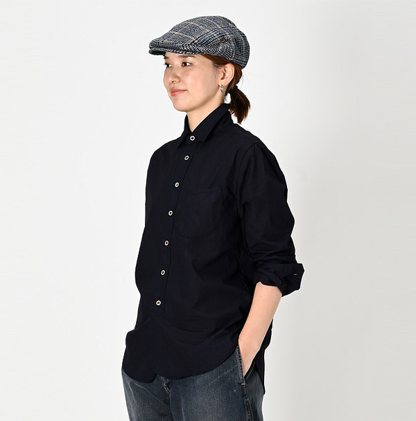 Indigo Supima Organic Baptiste 908 Loafer Shirt Female Model