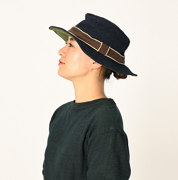 Indigo Cotton Canvas Hat Female Model