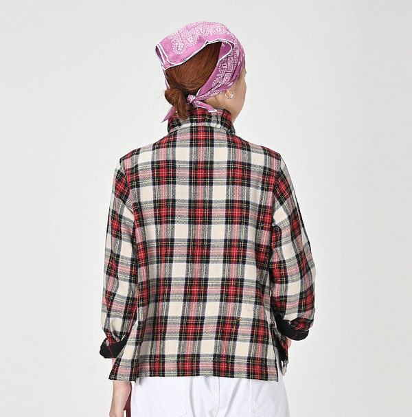 Indigo Zimba Flannel Check Frill Cache-Coeur Female Model