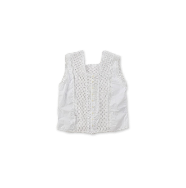 Supima Batiste Cutwork No Sleeve T-shirt White