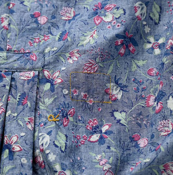 Dungaree Cotton Spring Flower Print Puka Puff Dress Detail