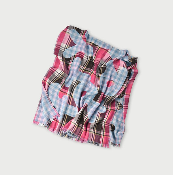 Wool Jacquard Stole Pink Check