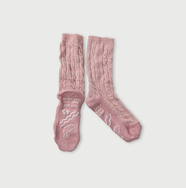 Yorimoku Cable Knitsew Socks Coral Moku