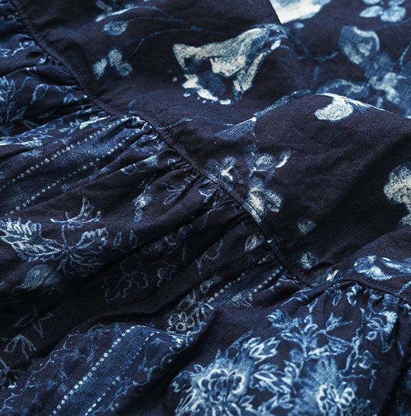 Indigo Hira Flower Mix Print Blouse Detail