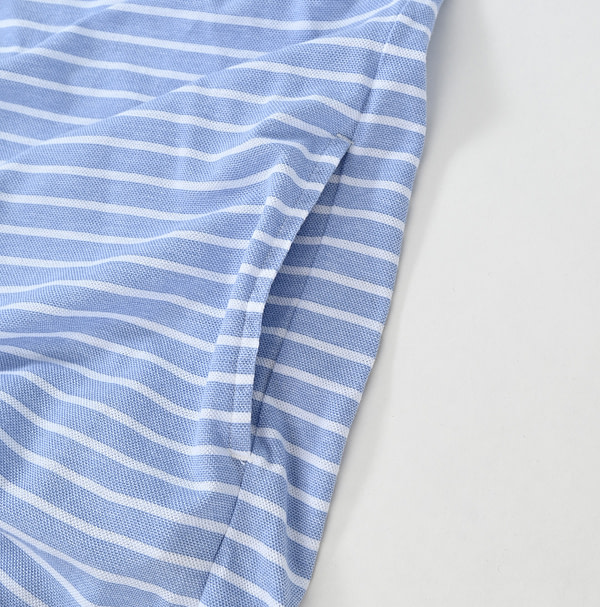 Oxford Kanoko Cotton Stripe Cutwork T-shirt Detail