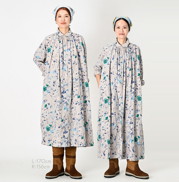 Winter Flower Print Kushukushu Dress Female Models