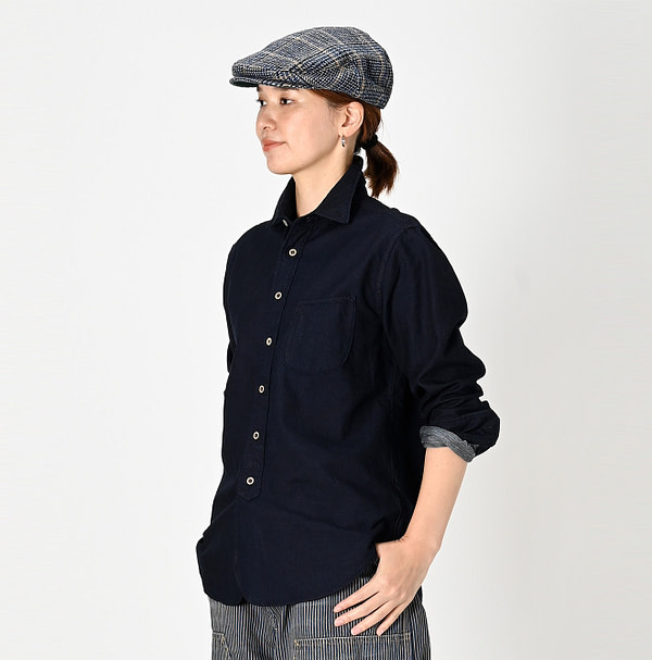 Indigo Double Woven 908 Loafer Shirt Female Model