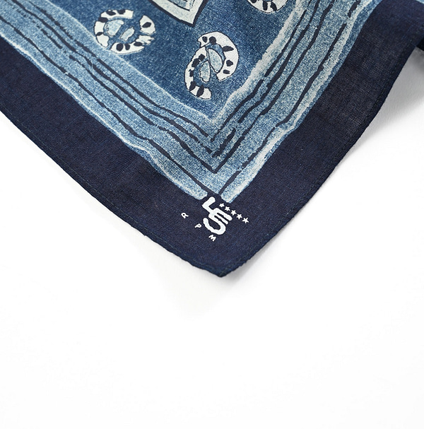 Indigo Supima Selvedge Cotton Havana Bouquet Bandana Detail