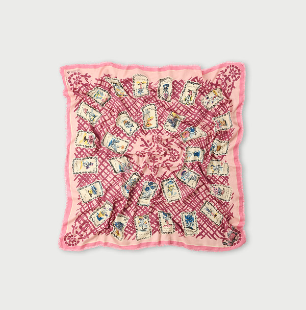 Supima Aya Calendar Flower Print Furoshiki Pink