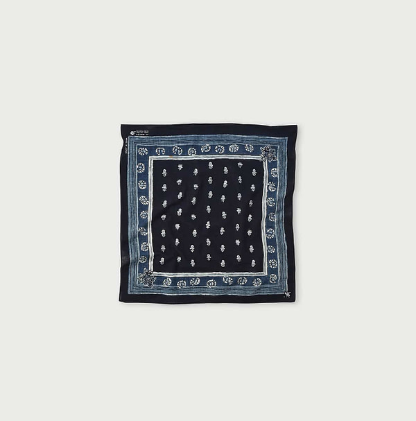 Indigo Supima Selvedge Cotton Havana Bouquet Bandana Indigo Nou