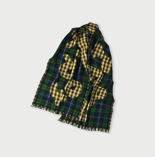 Wool Jacquard Muffler Navy Check