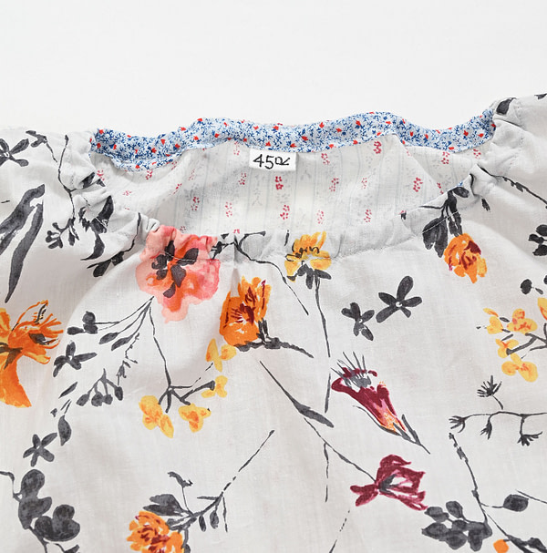 Indian Khadi Flower Mix Print Blouse Detail