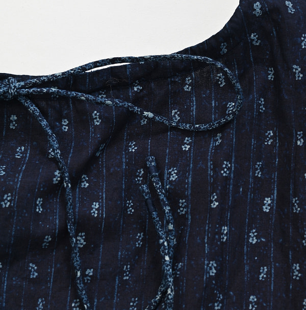 Indigo Hira Flower Mix Print Dress Detail