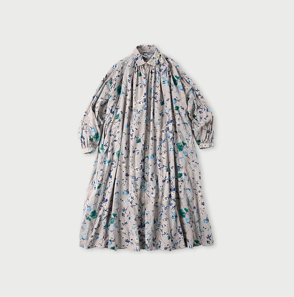 Winter Flower Print Kushukushu Dress Blue