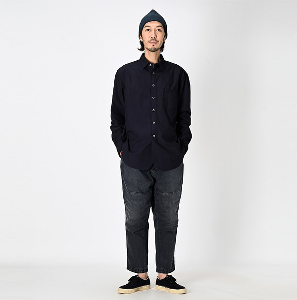 Indigo Supima Organic Baptiste 908 Loafer Shirt Male Model