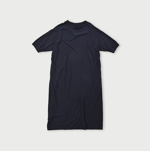 Supima Tenjiku Cotton Puff Dress Navy Blue