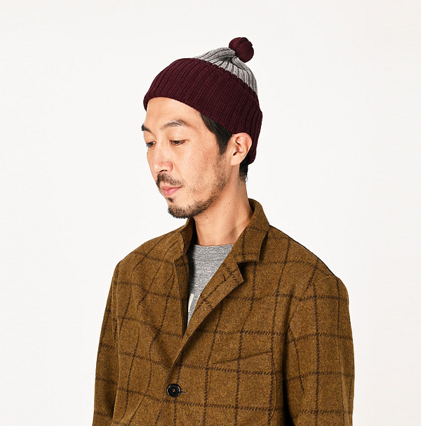 US Mou Yama Wool Rib Knit Cap Male Model