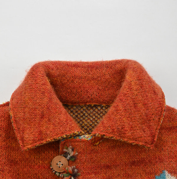 Chitose Boiled Wool Knit Coat Detail