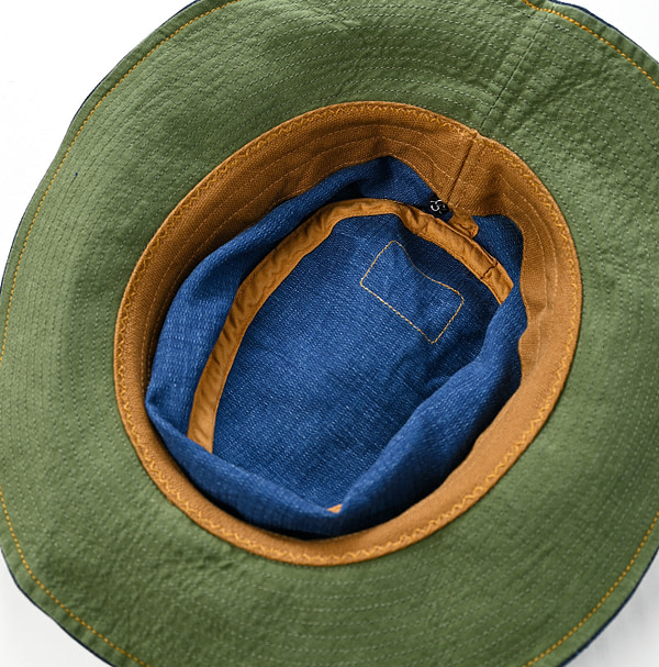 Indigo Linen Herringbone Hat Detail