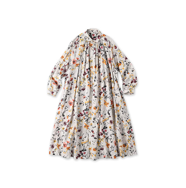 Winter Flower Print Kushukushu Dress Pink