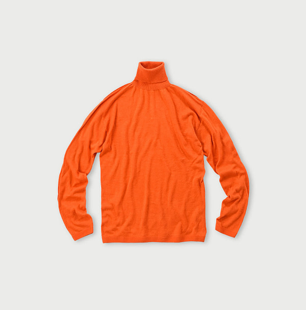 Whole Super Gauze Cotton 908 Turtle Neck T-shirt Orange