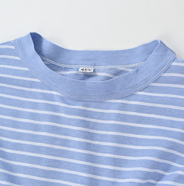 Oxford Kanoko Cotton Stripe Cutwork T-shirt Detail