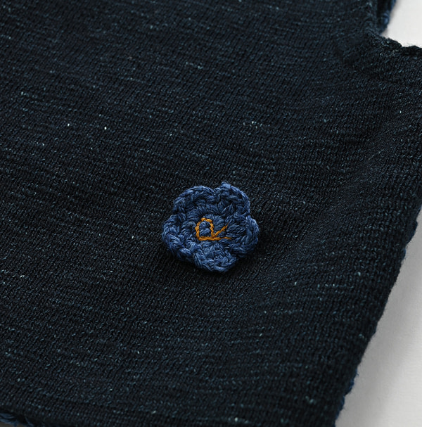 Indigo Cloche Flower Vest Detail