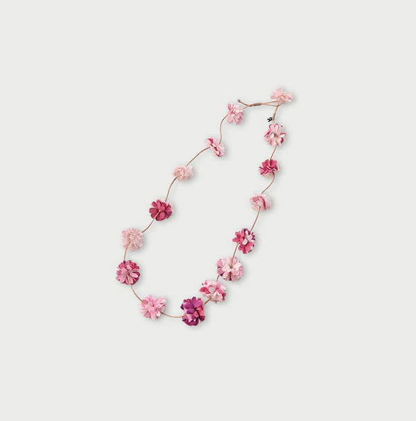 Indian Khadi Sprinkle Flower Necklace Pink