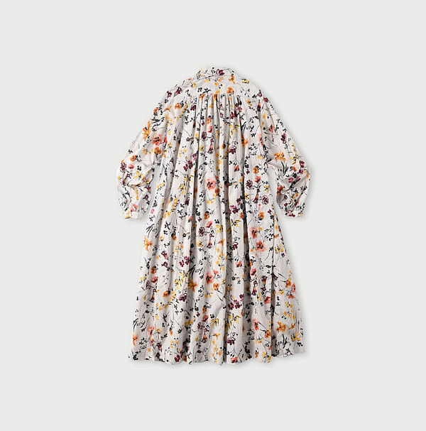 Winter Flower Print Kushukushu Dress Back