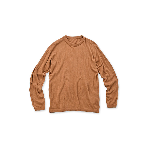 Whole Super Gauze 908 Crew Camel Top